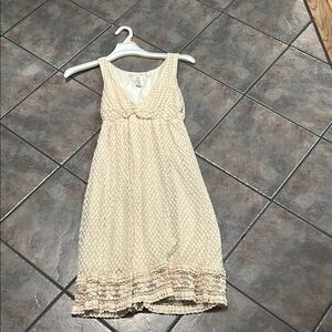 Cream Sleeveless Textured Dress
